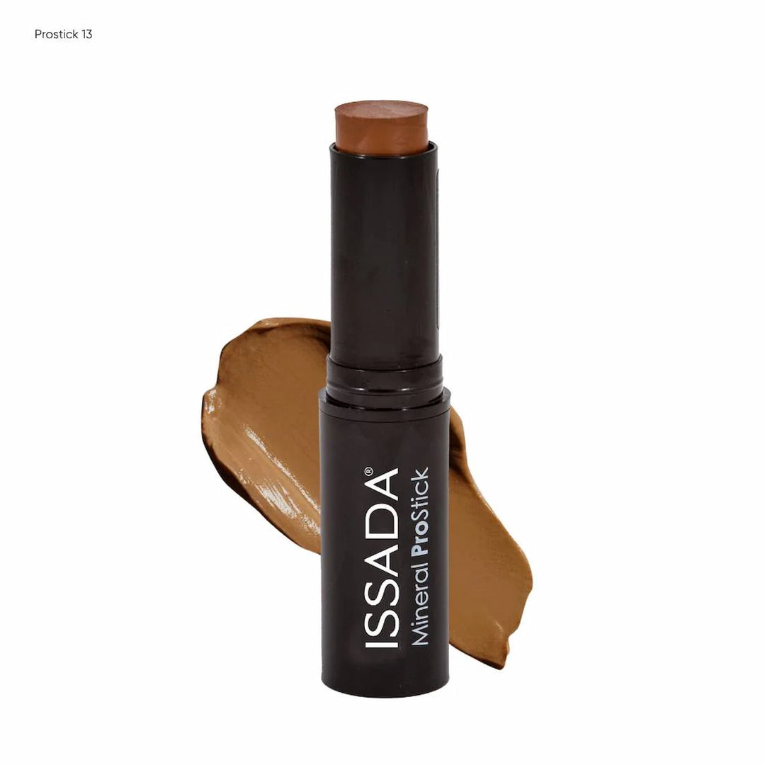 ISSADA Mineral ProStick 13 deep espresso foundation stick for the richest skin tones with neutral undertones on a white background