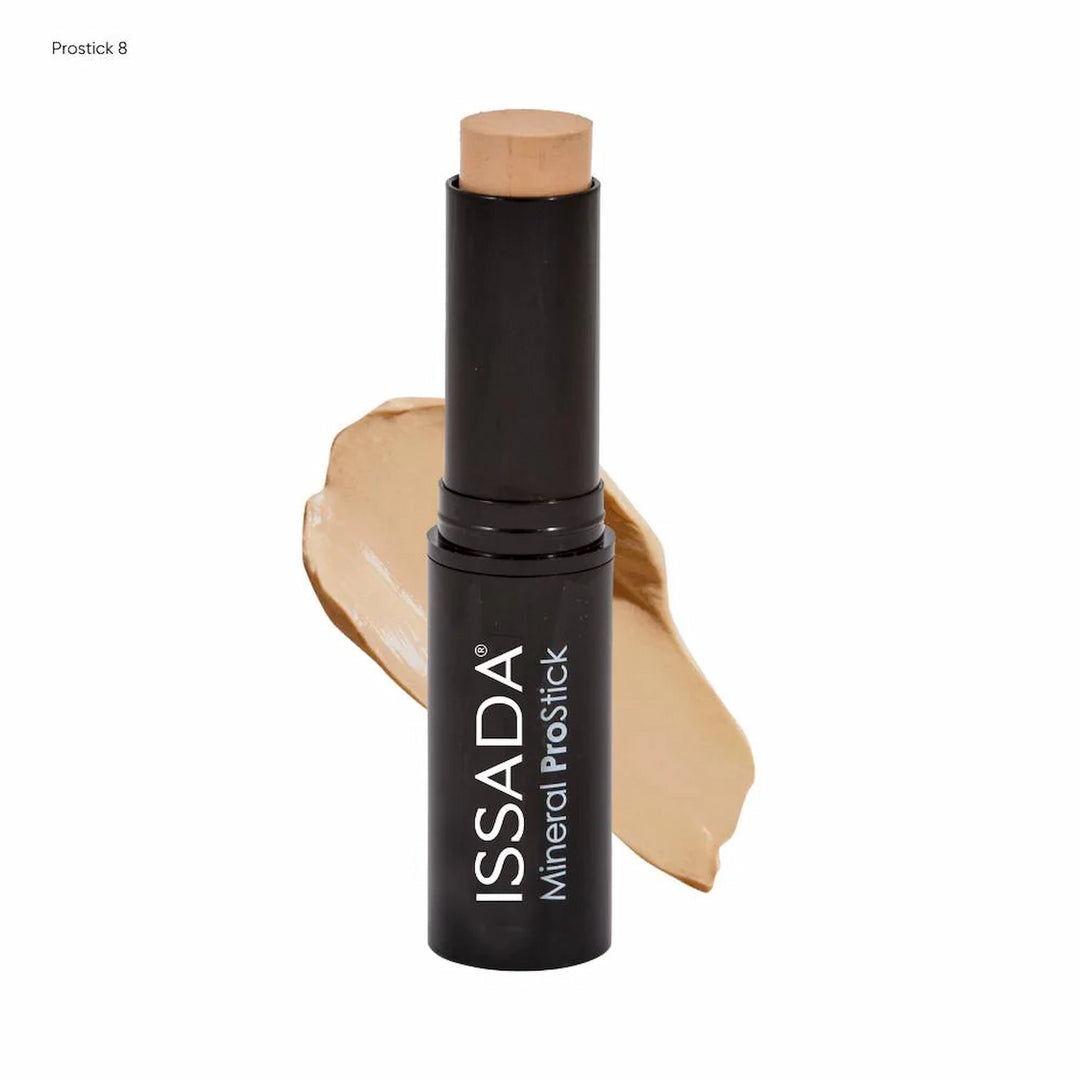ISSADA Mineral ProStick 8 golden beige for medium to tan skin tones on a white background