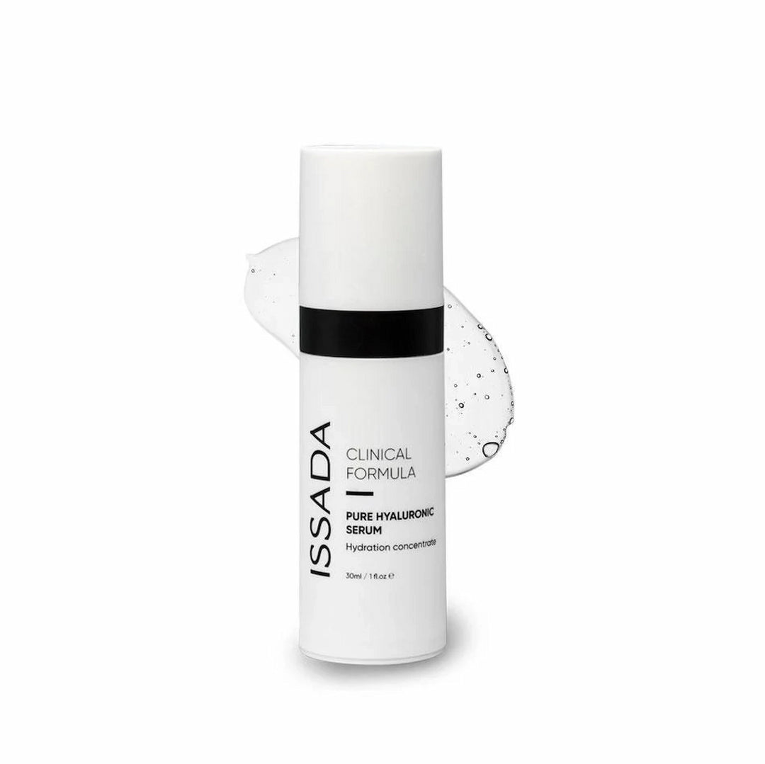 ISSADA Pure Hyaluronic Serum with gel texture on a white background
