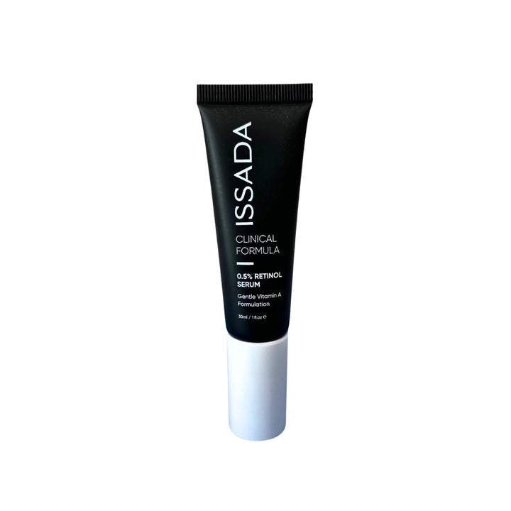 ISSADA Clinical Formula 0.5% Retinol Serum, a gentle Vitamin A formulation designed to smooth skin texture and promote radiance.