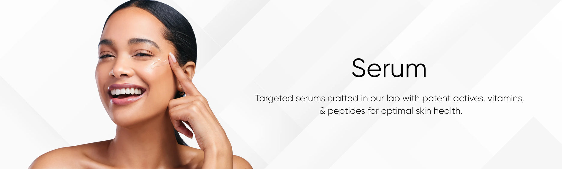 Woman applying facial serum to cheek highlighting targeted skincare treatment