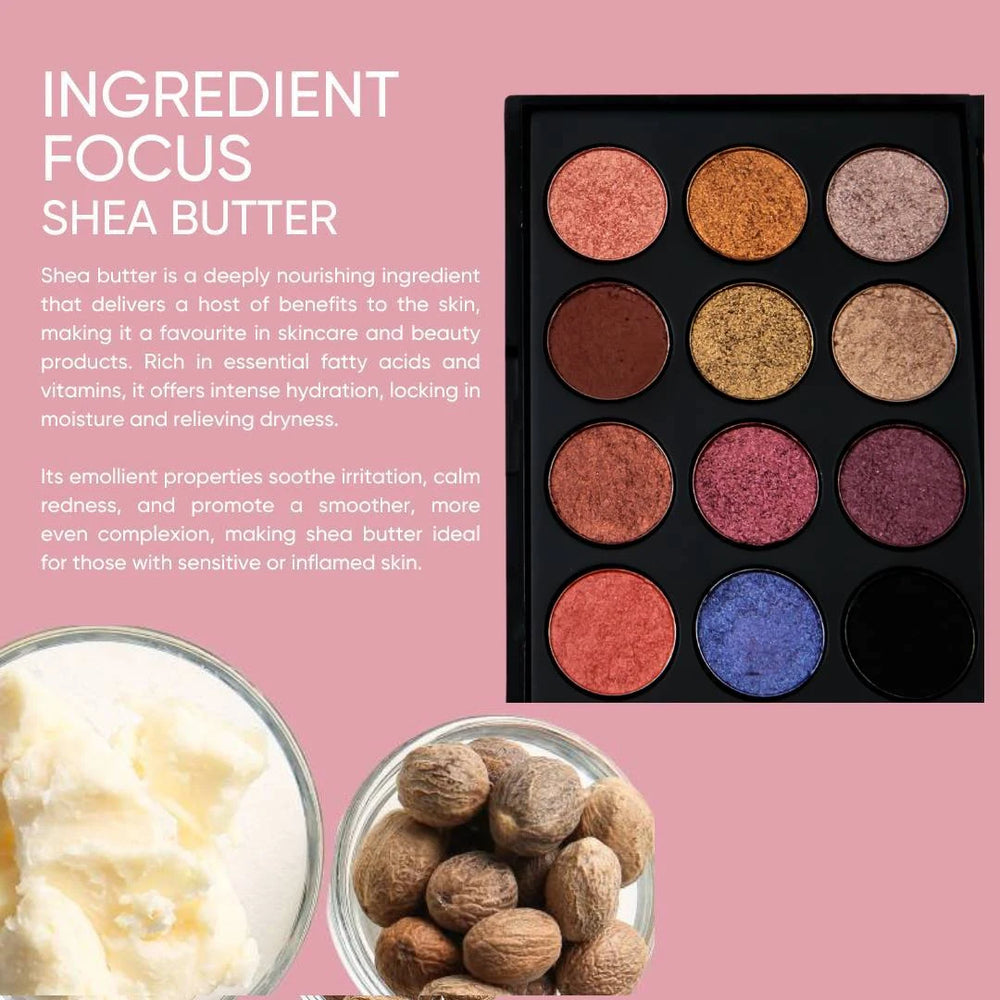 ISSADA Summer Seduction eyeshadow palette with shea butter for smooth, hydrated finish
