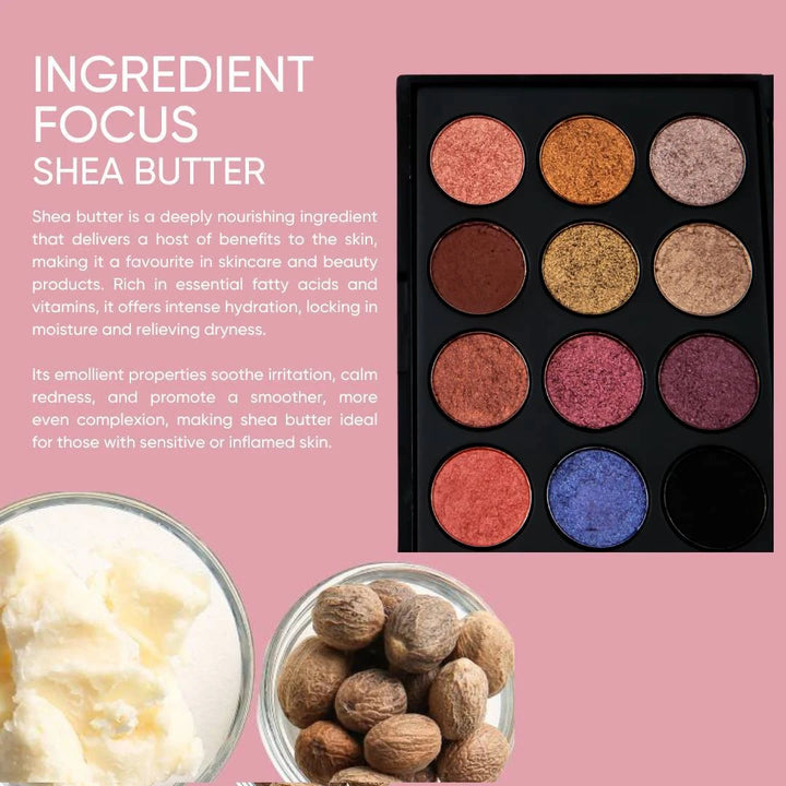 ISSADA Summer Seduction eyeshadow palette with shea butter for smooth, hydrated finish