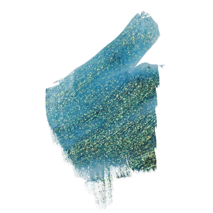 ISSADA Ultimate Eye Liner Envy Me green eyeliner swatch with shimmer on a white background