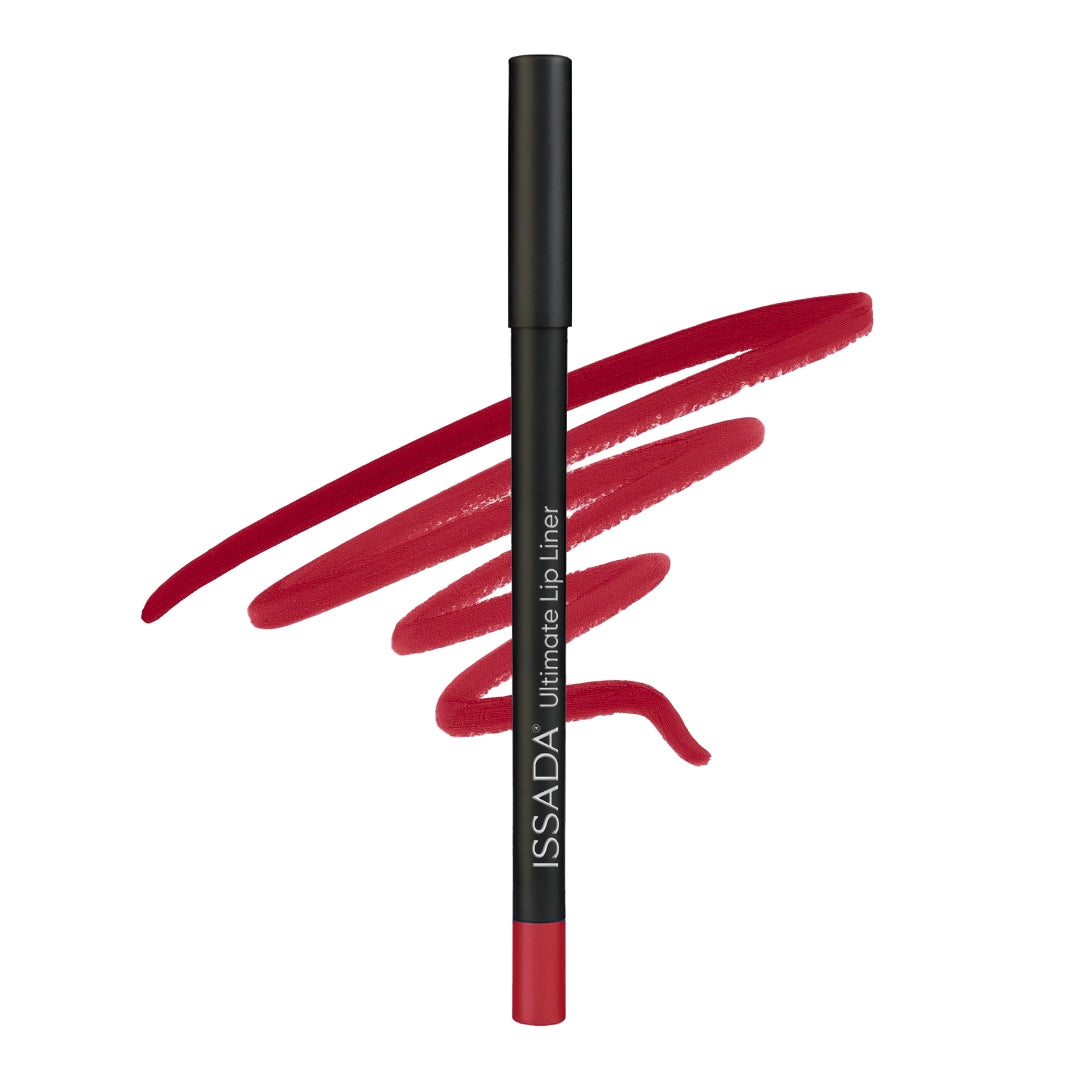 ISSADA Ultimate Lip Liner candy apple shade with strokes on a white background
