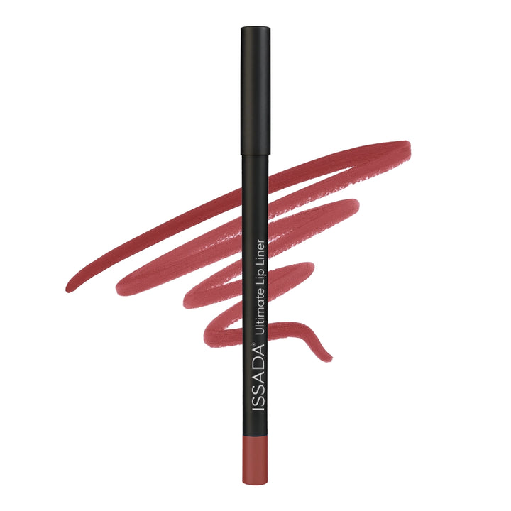 ISSADA Ultimate Lip Liner love story shade with swatches on a white background