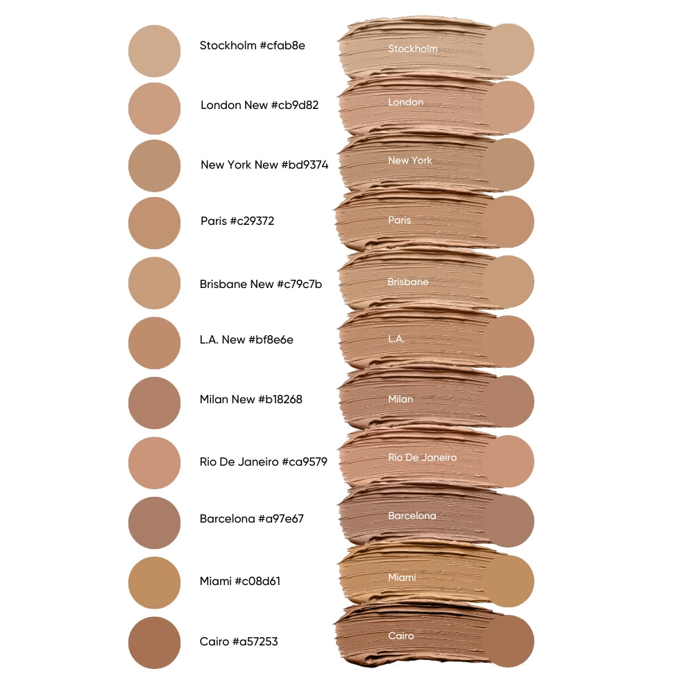 Colour swatches of different ISSADA Mineral Velvet Cream shades on a white background.
