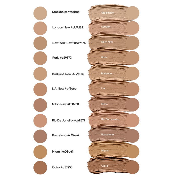 Colour swatches of different ISSADA Mineral Velvet Cream shades on a white background.