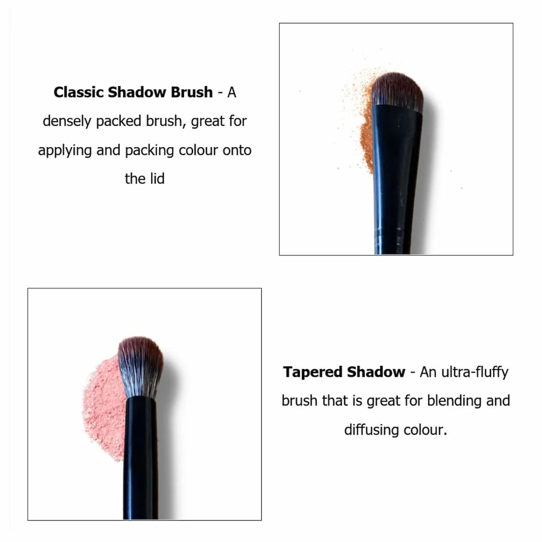 Issada Classic Shadow Brush for packing colour onto eyelids and Tapered Shadow Brush for blending and diffusing eyeshadow.