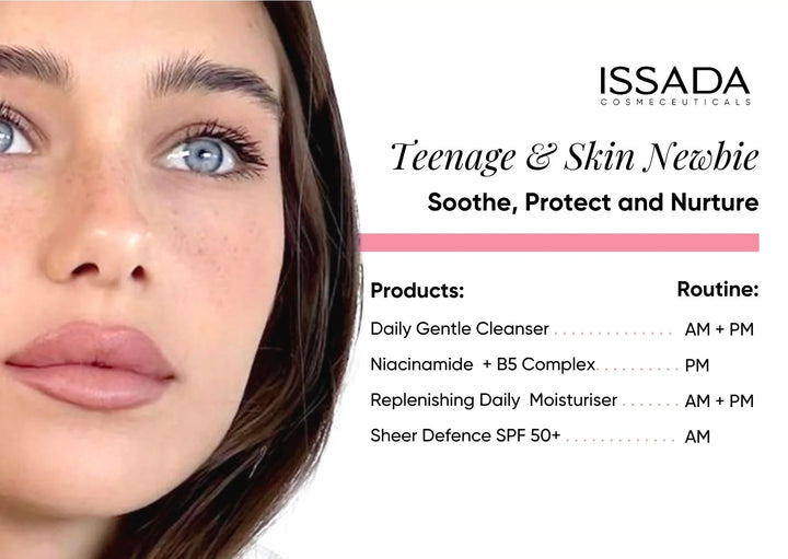 Skincare routine card for Issada Teenage & Skin Newbie bundle