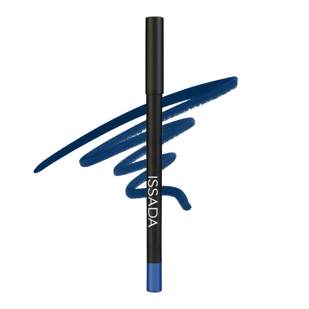Blue eyeliner pencil with ISSADA branding on a white background