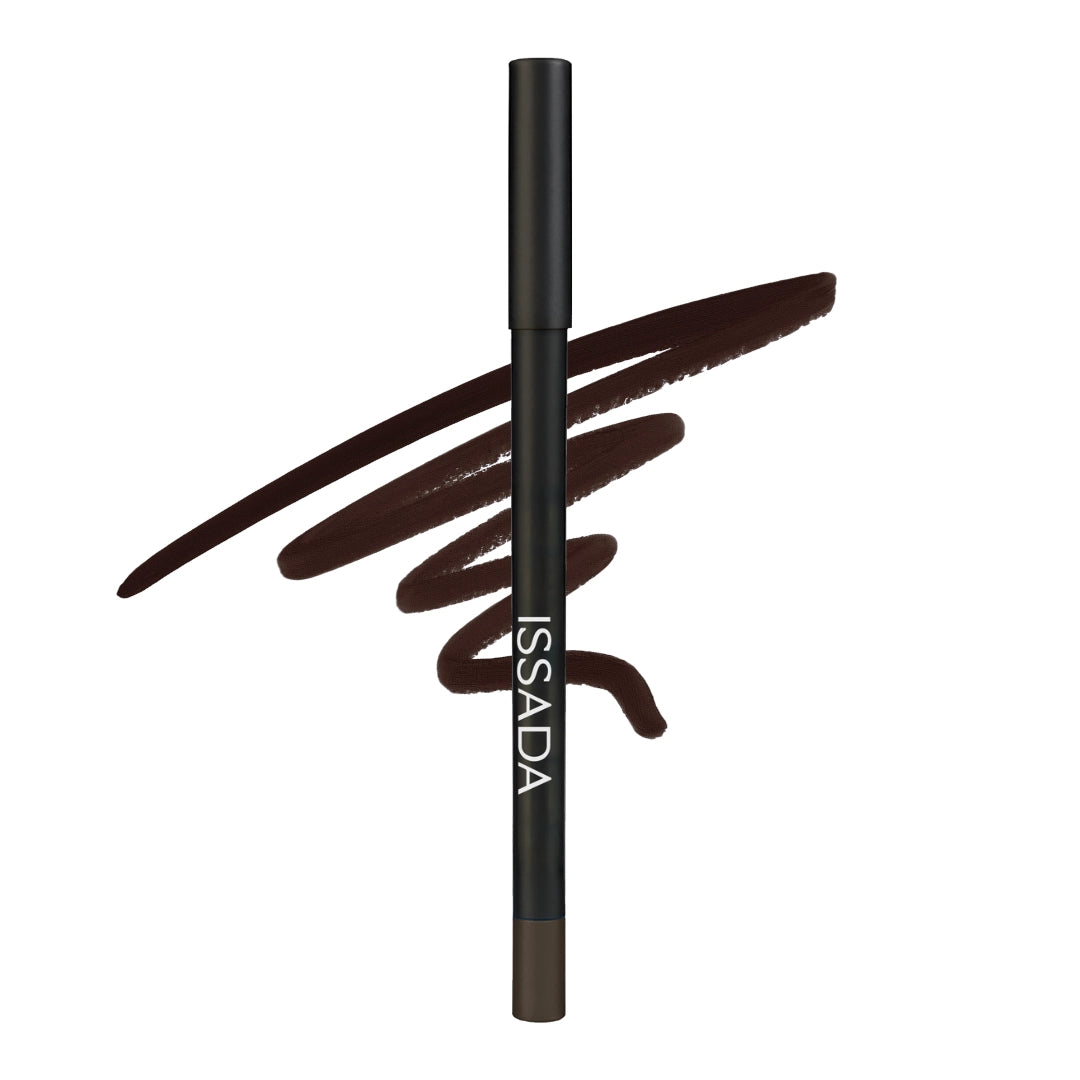 ISSADA eyeliner pencil with samples on a white background