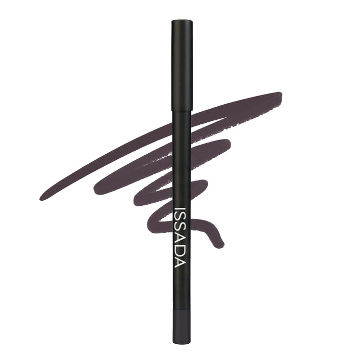 ISSADA Ultimate Eye Liner in Tanzanite shade with deep plum swatch, precision pencil eyeliner for defined eyes