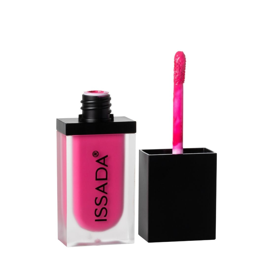 Issada Liquid Blush in a sleek bottle, designed for smooth application and buildable colour. Made in Australia for effortless wear.